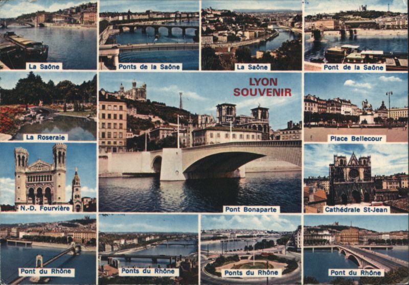 Lyon Souvenir Multi-View with Pont Bonaparte & Landmarks France