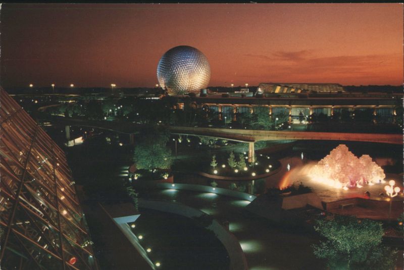 Future World at Night, Spaceship Earth and Monorail Walt Disney World Florida