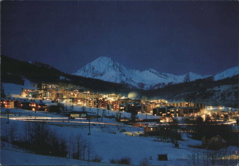 Snowmass Resort and 13,227 ft. Mt. Daly at Night Colorado