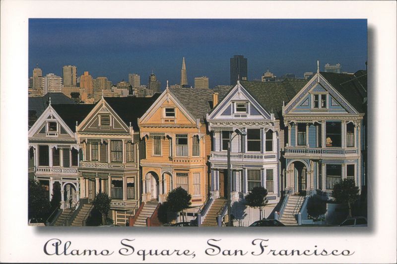 Alamo Square Painted Ladies and City Skyline San Francisco California