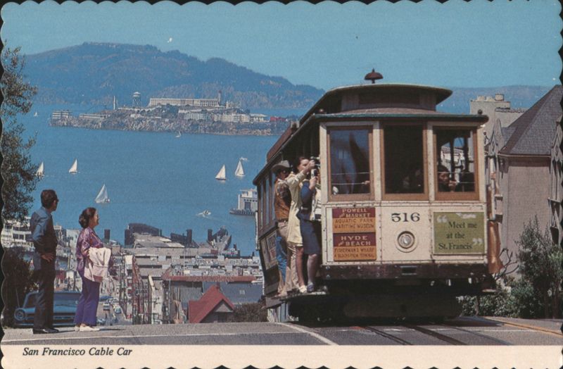 Cable Car 516 on Hyde Street with Alcatraz View San Francisco California