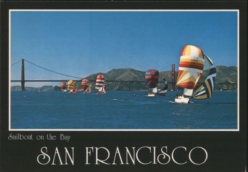Sailboats on the Bay with Golden Gate Bridge San Francisco California