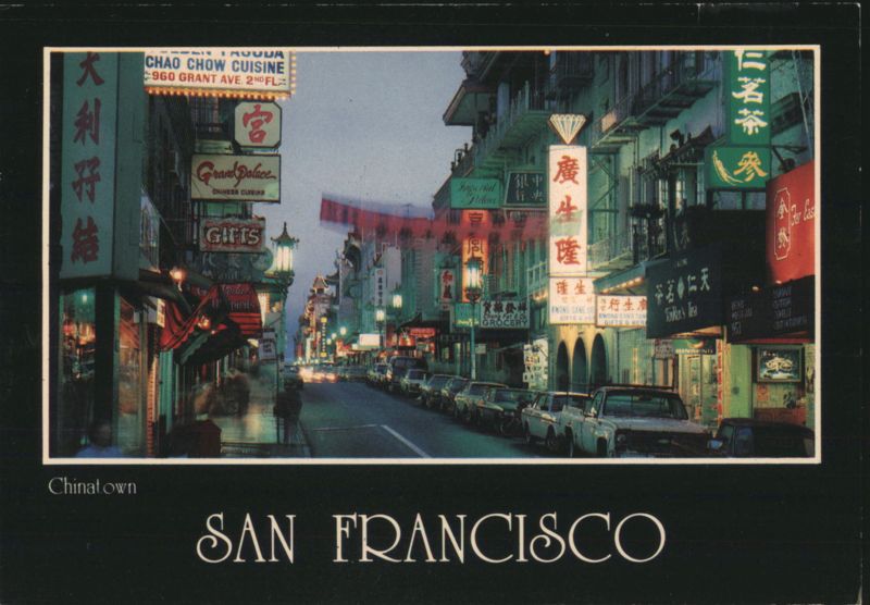 Night Scene of Chinatown with Neon Signs San Francisco California