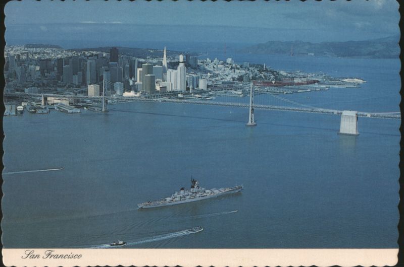 Battleship U.S.S. New Jersey Leaving the Bay San Francisco California