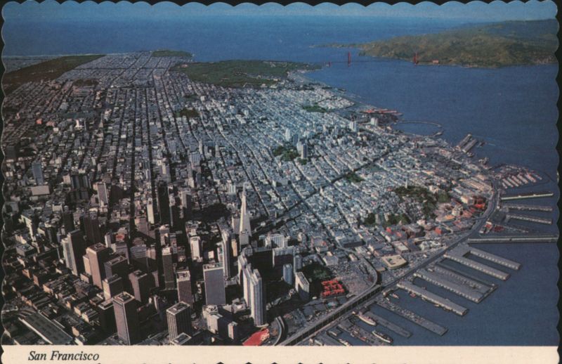 Birdseye View of San Francisco with Golden Gate Bridge California