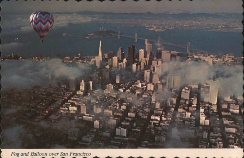 Fog and Balloon over San Francisco Skyline California