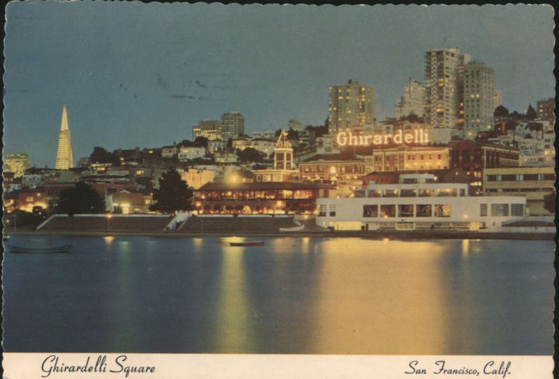Ghirardelli Square at Night with Transamerica Pyramid San Francisco California