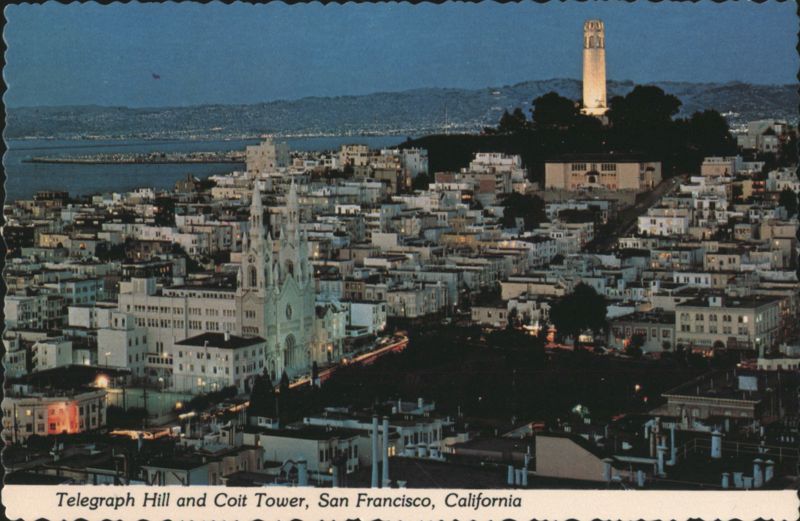 Telegraph Hill and Coit Tower at Night San Francisco California