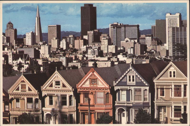 Victorian Homes and Modern Skyline San Francisco California