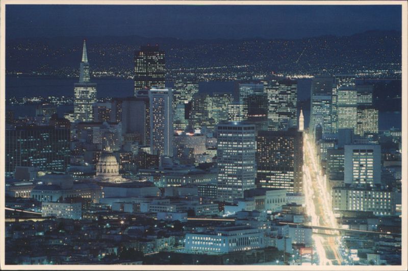 Downtown San Francisco at Night with Market Street California