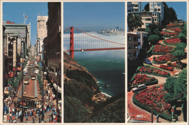 San Francisco Vistas: Cable Car, Golden Gate & Lombard California