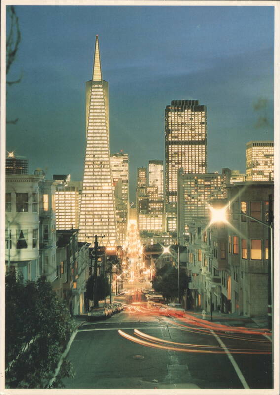 Financial District Night View from Montgomery Street San Francisco California