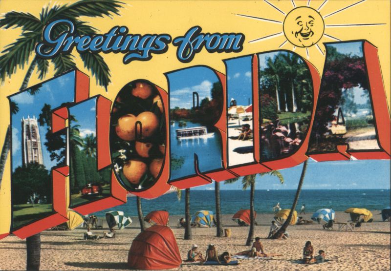 Greetings from Florida Large Letter Beach Scene