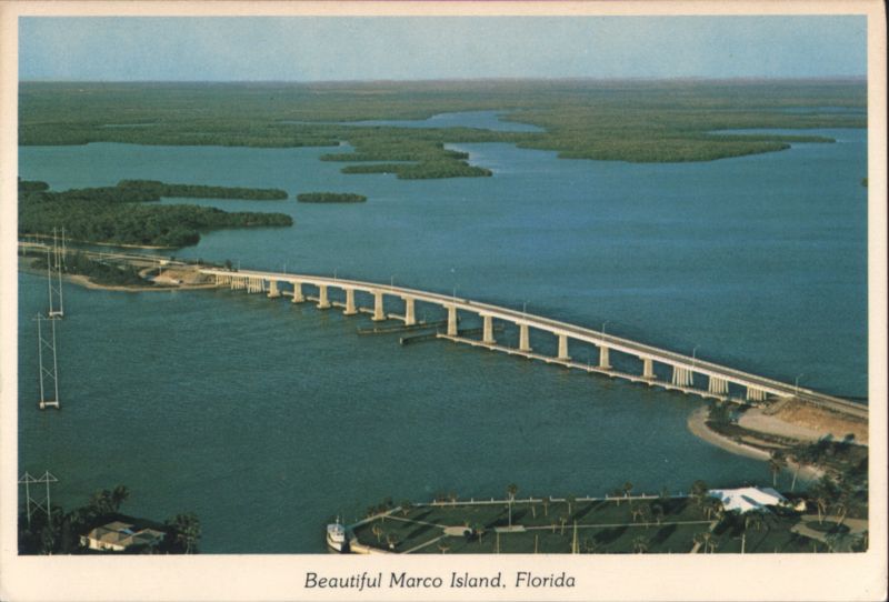 Marco Island Yacht Basin and Toll Bridge Aerial View Florida