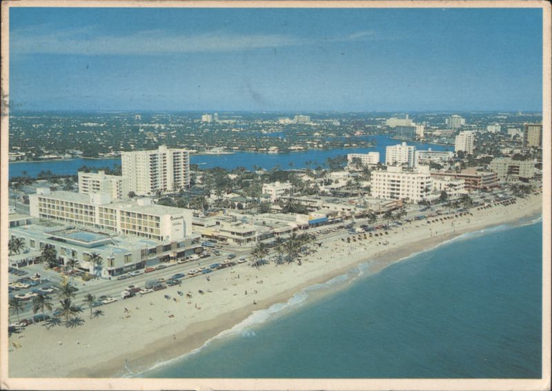 Aerial View of Beachfront and Oceanside Holiday Inn Fort Lauderdale Florida