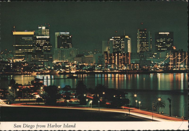 San Diego Skyline at Night from Harbor Island California