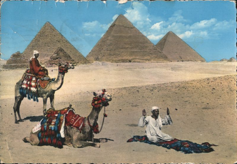 Prayer near the Giza Pyramids Egypt Africa