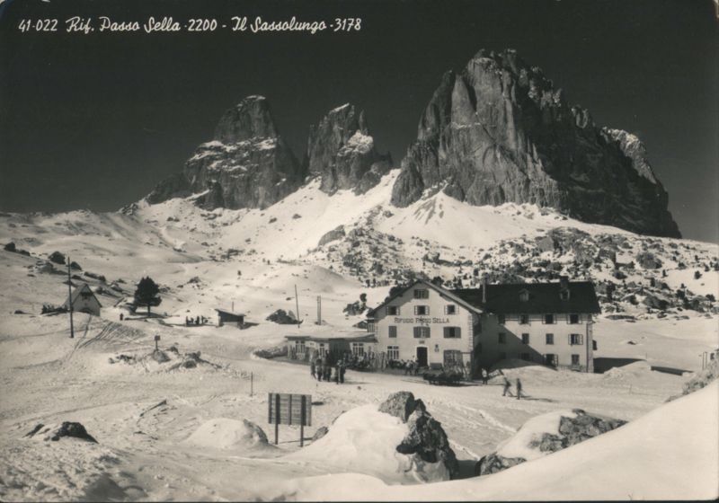 Rifugio Passo Sella and Il Sassolungo Mountain Italy
