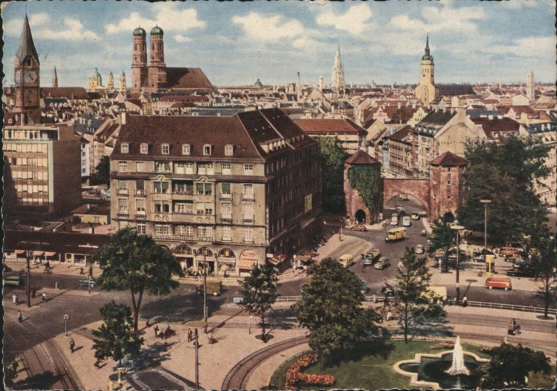 Sendlinger-Tor-Platz and City Skyline with Frauenkirche Munich Germany