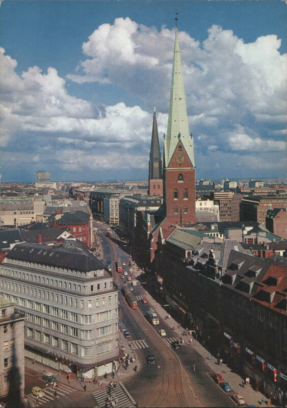 Mönckebergstraße with Petrikirche Hamburg Germany