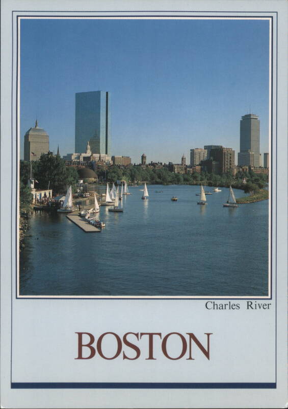 Sailing on the Charles River with City Skyline Boston Massachusetts