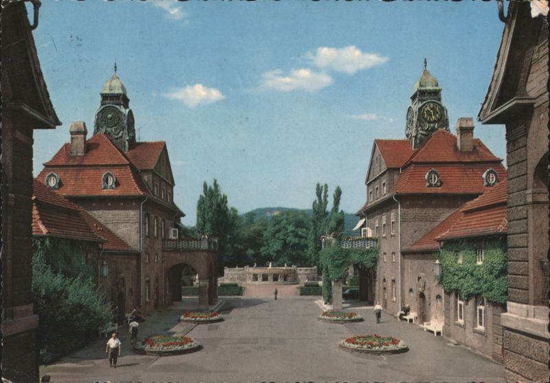 Sprudelhof Courtyard and Clock Towers Bad Nauheim Germany