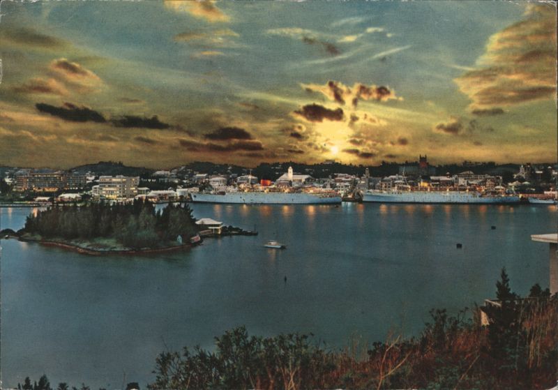 Cruise Ships in Hamilton Harbour at Sunset Bermuda