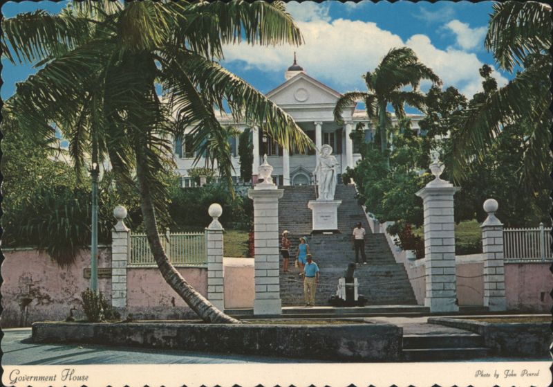 Government House and Christopher Columbus Statue Nassau Bahamas