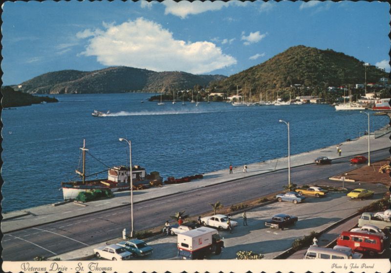 Veterans Drive Harbor View with 'The Goose' Air Boat St. Thomas Virgin Islands