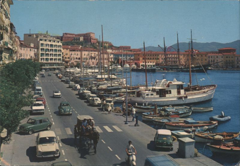 La Darsena Harbor and Waterfront Street Scene Portoferraio Italy