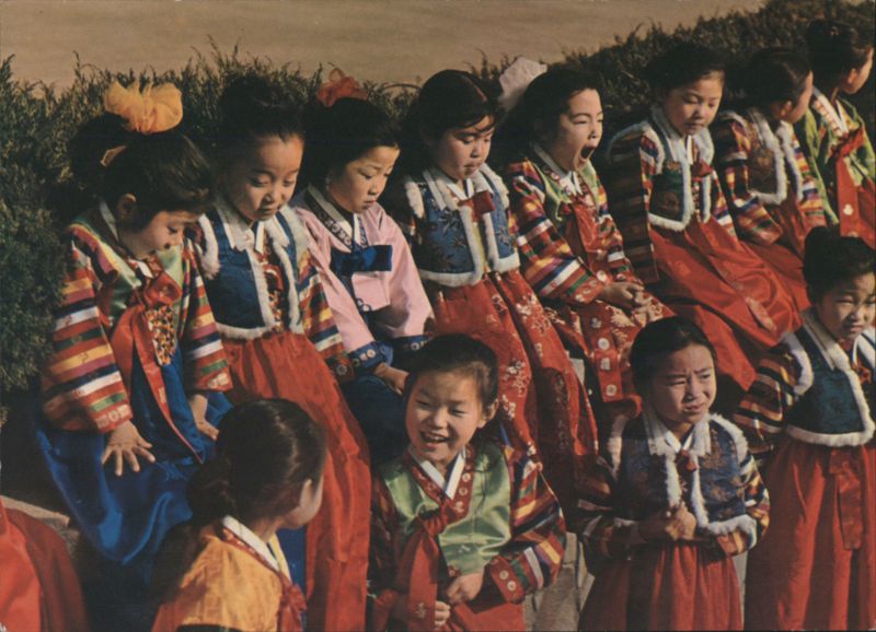Korean Children in Traditional Holiday Dress Asian