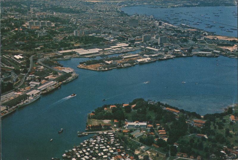 Aerial View of Singapore Harbour Southeast Asia