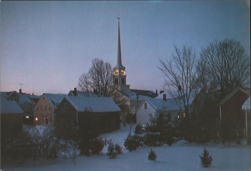 Twilight Scene with Church Steeple in Stowe Vermont