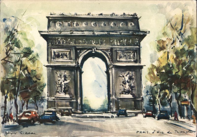 Arc de Triomphe, Artistic Rendering by Marius Girard Paris France