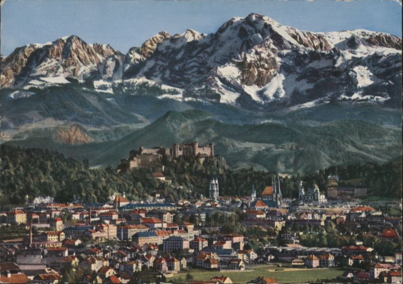 Salzburg with Hoher Göll Mountain and Fortress Austria