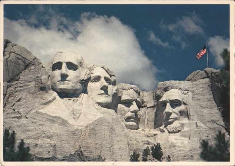 American Flag over Mount Rushmore Memorial Keystone South Dakota