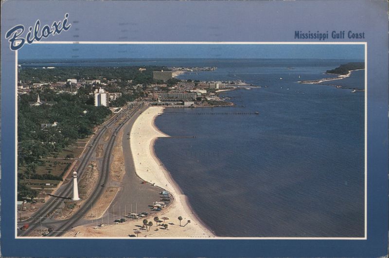 Biloxi Lighthouse and Mississippi Gulf Coast Aerial View