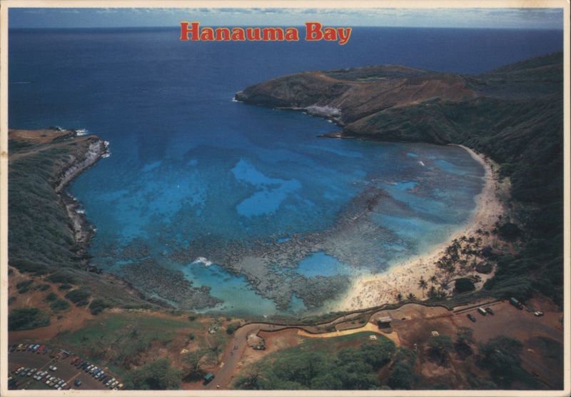 Aerial View of Hanauma Bay Snorkeling Paradise Honolulu Hawaii