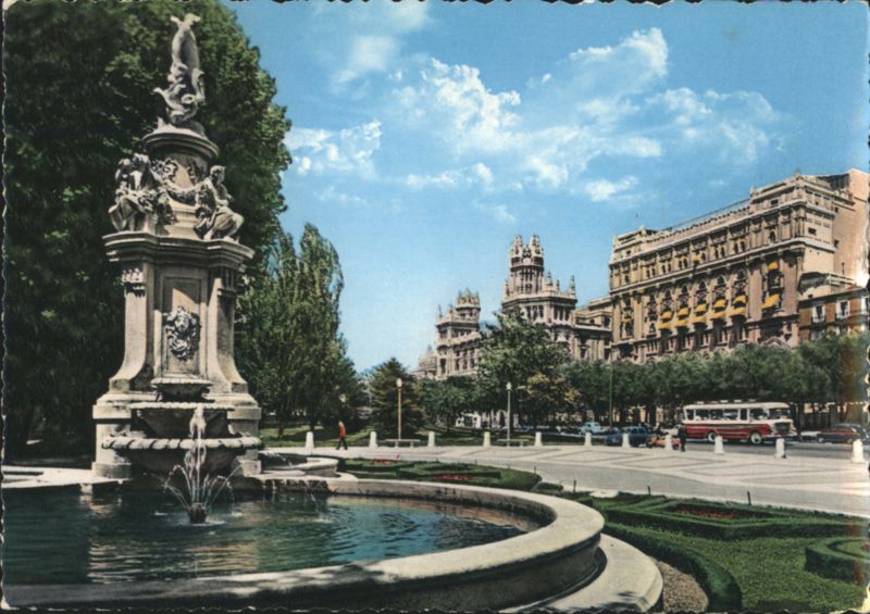 Paseo del Prado Fountain and Historic Architecture Madrid Spain