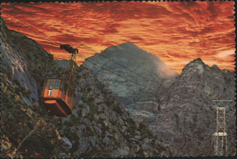 Aerial Tramway and San Jacinto Mountain at Sunset Palm Springs California