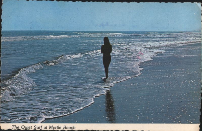 Silhouette Strolling Along the Quiet Surf at Myrtle Beach South Carolina