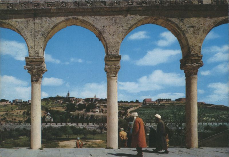 Mount of Olives through Arches of the Temple Area Jerusalem Israel
