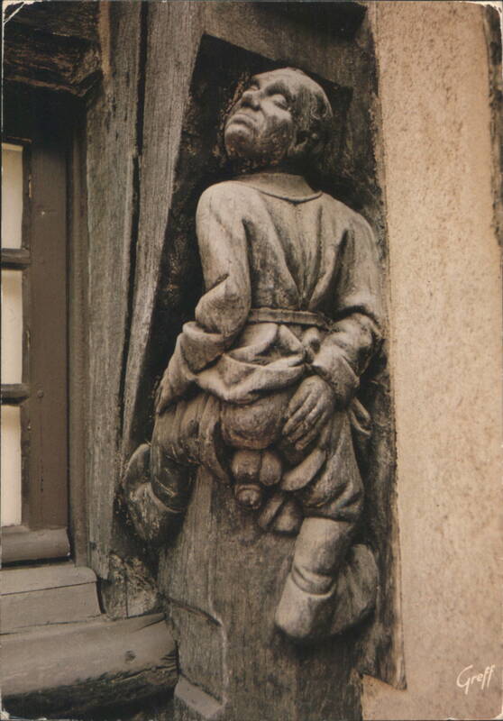 Maison d'Adam 15th Century Wood Sculpture Angers France