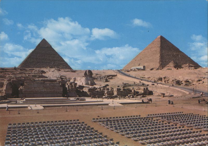 Sphinx and Pyramids of Cheops and Chephren Giza Egypt