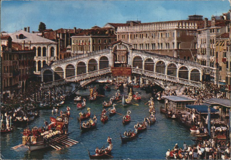 Rialto Bridge and The Historical Regatta Venice Italy