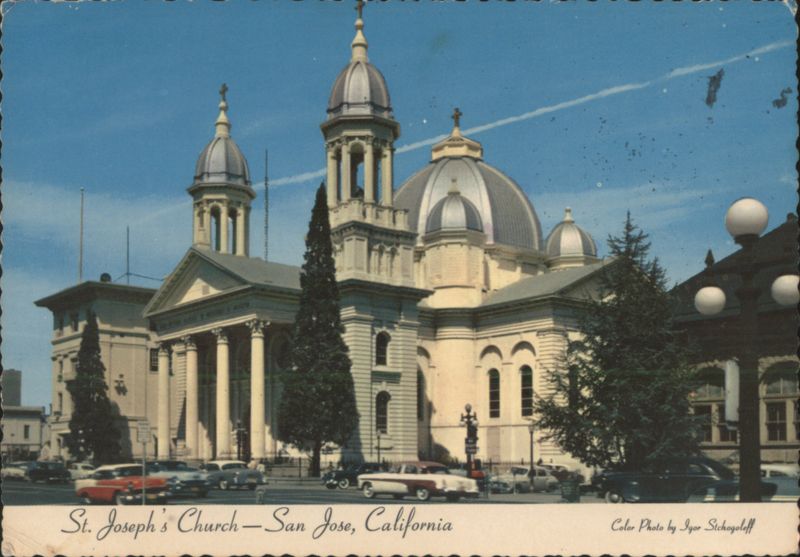 St. Joseph's Cathedral with Twin Towers and Dome San Jose California