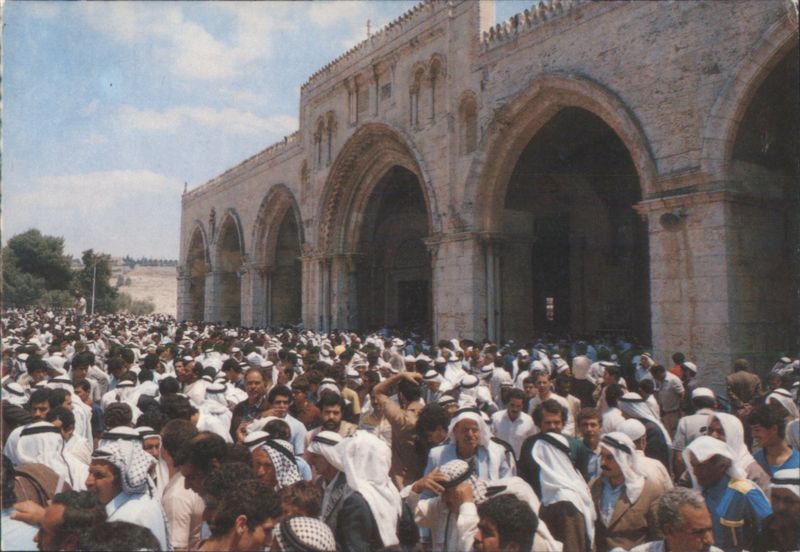 Al-Aqsa Mosque with Large Crowd Jerusalem Israel Middle East