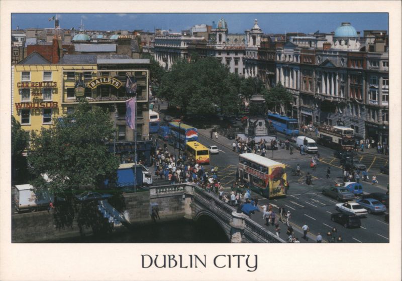 O'Connell Bridge and Busy Street Scene Dublin Ireland