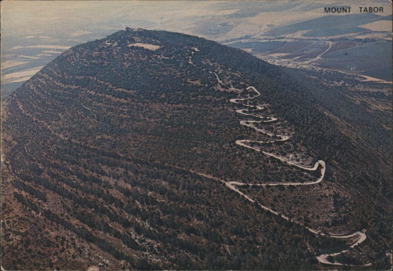 Aerial View of Mount Tabor with Winding Road Israel