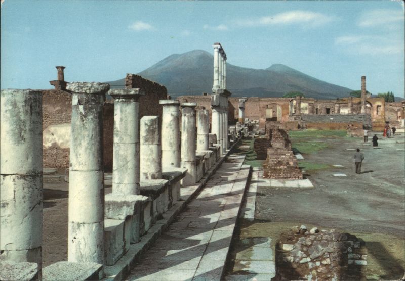 The Forum Civile Western Ambulacrum and Mount Vesuvius Pompeii Italy